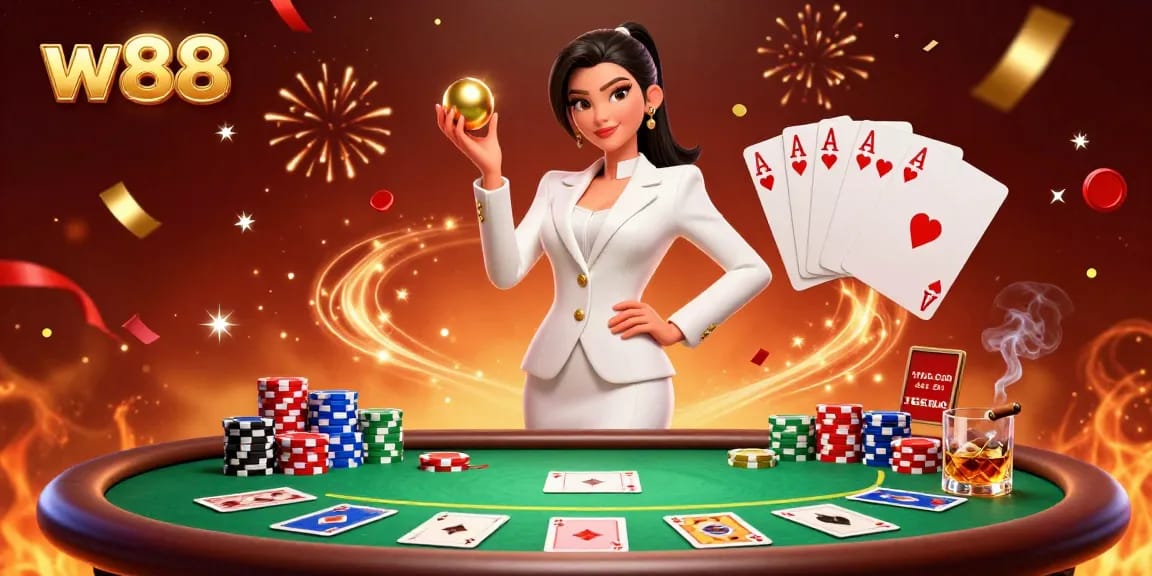 w88 creates excitement with stunning poker action and vibrant casino elements in a luxurious setting.