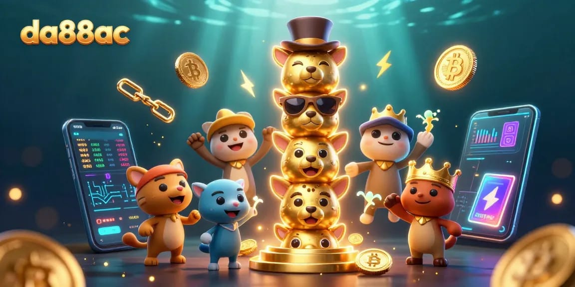 Spin to win with da88ac's vibrant casino-themed illustration and crypto elements.