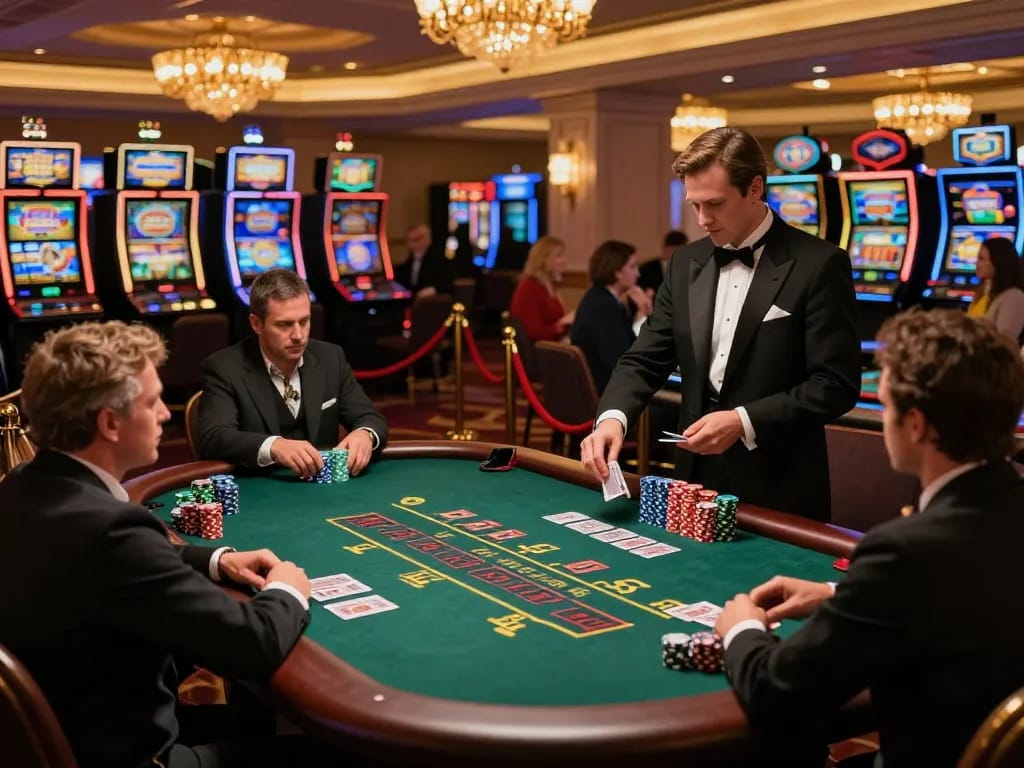 Win at LC 88 blackjack table with players focusing on their cards and chips.