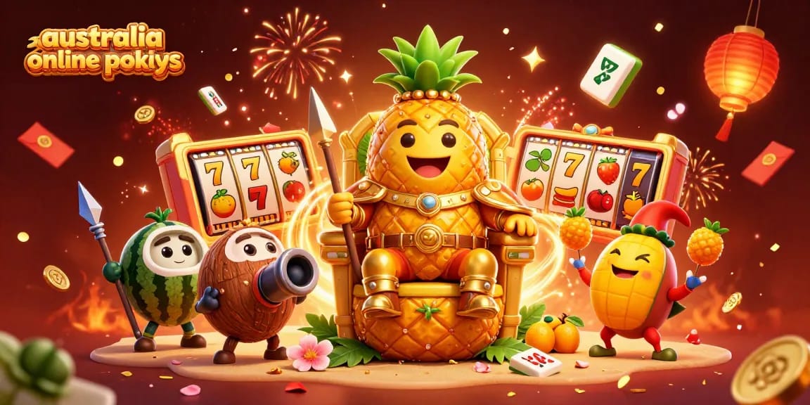 Spin the reels of australia online pokies with vibrant characters and festive elements, engaging players in the fun.