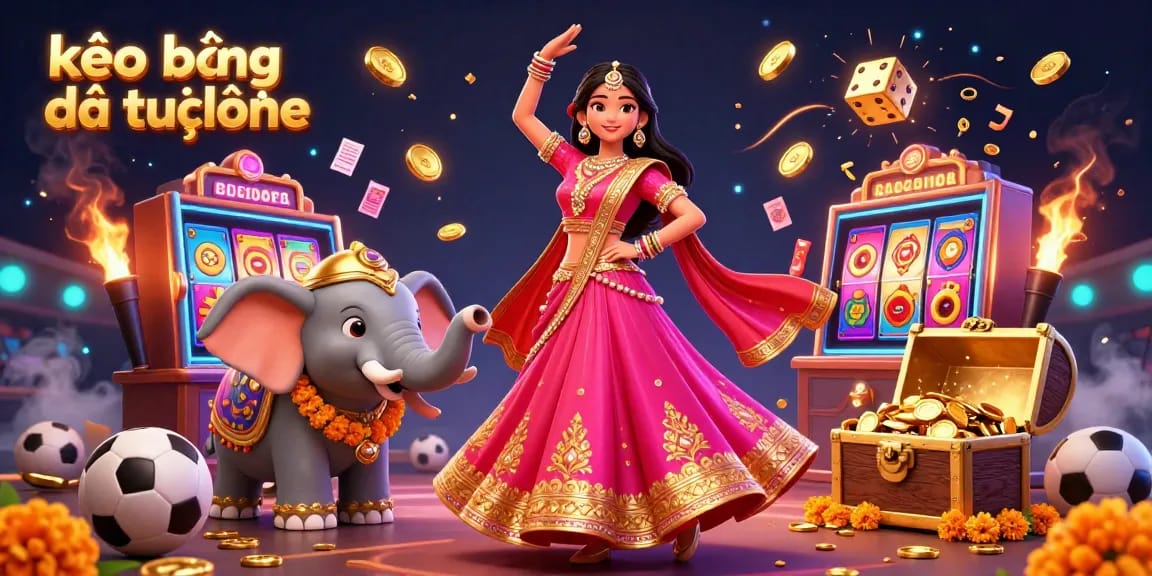 Experience exciting sports betting with kèo bóng đá trực tuyến in this vibrant 3D illustration of a woman with an elephant.