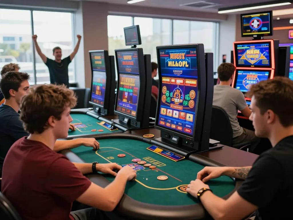 Exciting online gambling experience at https://mmoo1.de.com with players enjoying various games in a modern casino setting.
