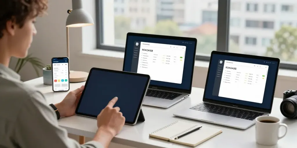 ROKOK88 link showcased on different devices in a modern workspace.