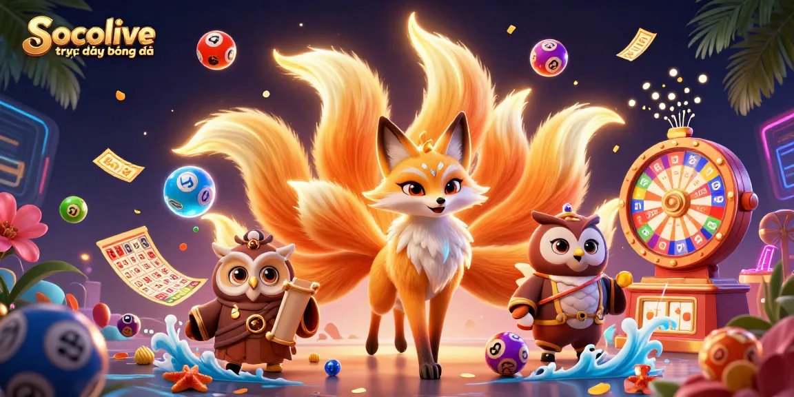 Socolive trực tiếp bóng đá features dynamic gameplay with colorful lottery elements and engaging characters.