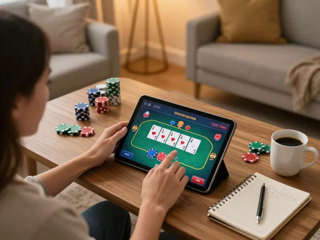 Engaging scene of online casino gaming at trang chủ hm88 with player strategies visible on tablet screen