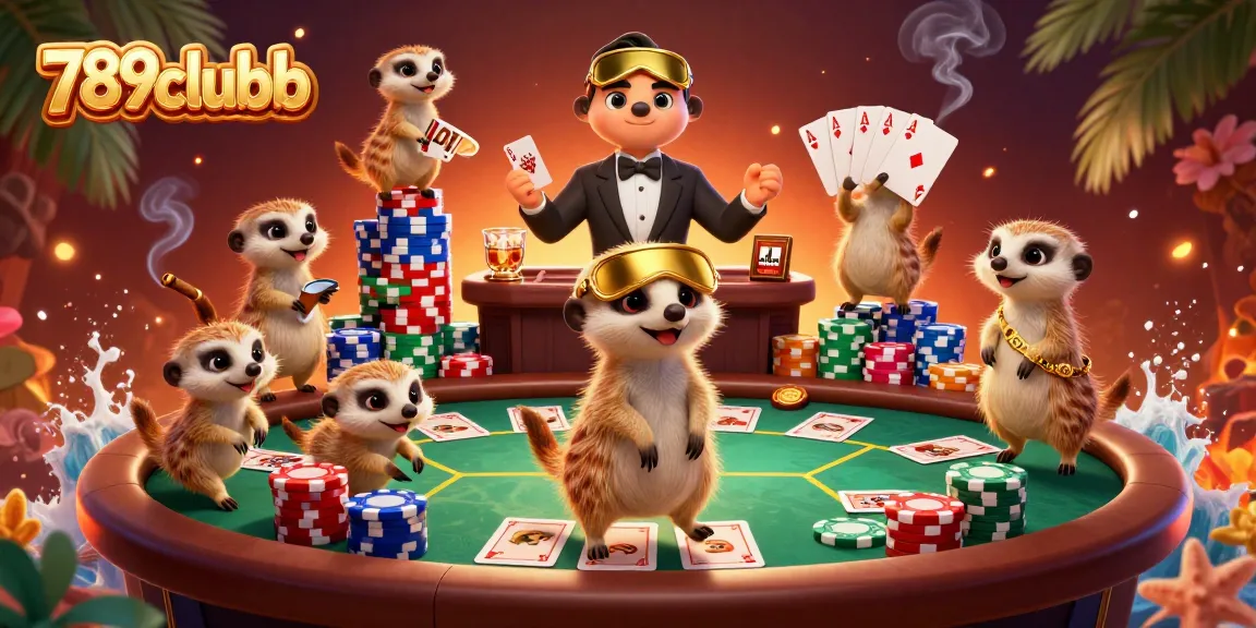 Engage in thrilling casino activities with 789clubb's cartoon meerkats creating a vibrant gaming atmosphere.