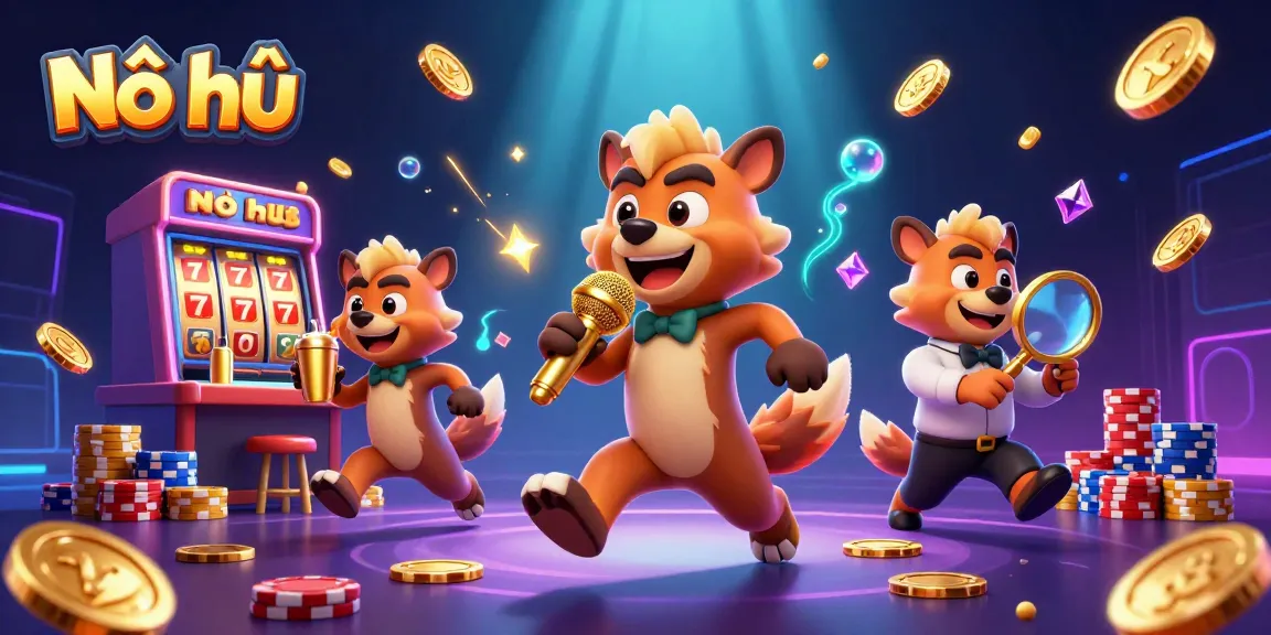 Engage in the thrilling Nổ hũ slot experience with vibrant 3D hyenas in a casino setting.