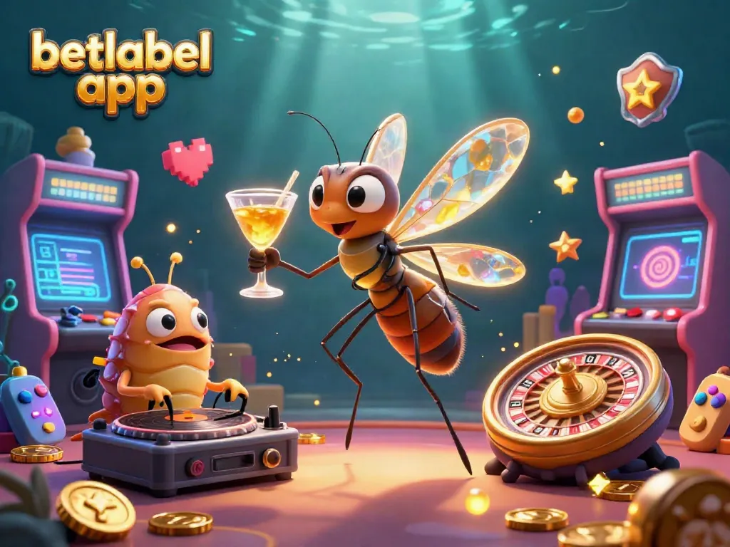 Experience thrilling gaming with the betlabel app, featuring a lively casino scene showcasing dynamic characters, games, and vibrant colors.