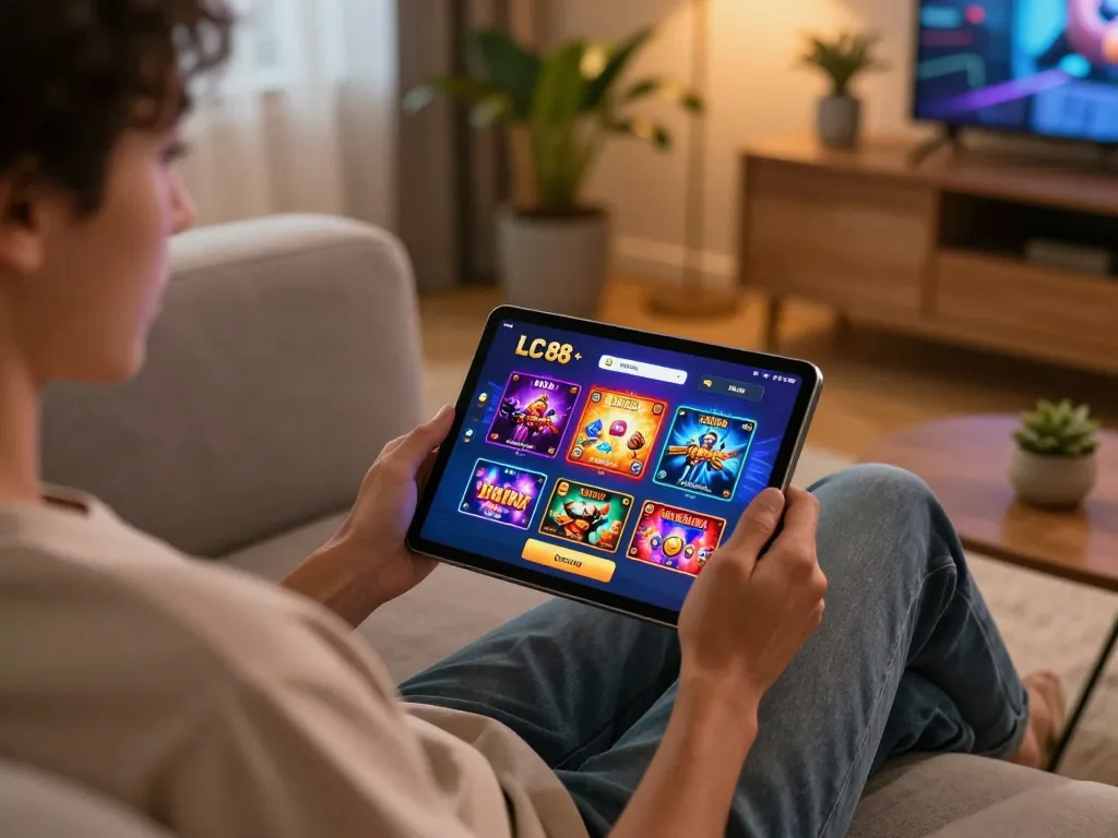 Play engaging games on LC 88 app from the comfort of home in a stylish living room.