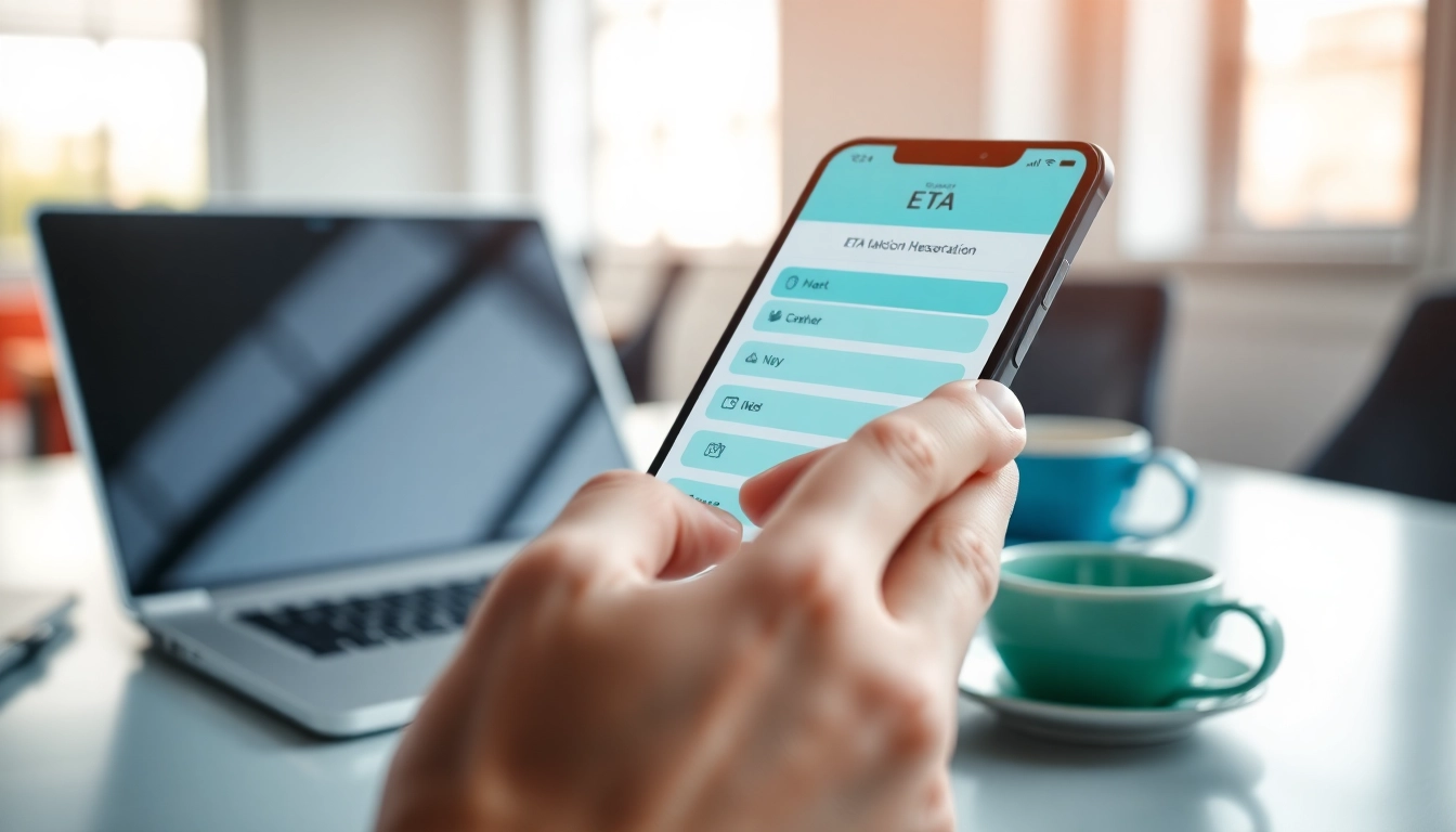 Submit your eta application uk easily with a streamlined digital interface on a sleek smartphone.