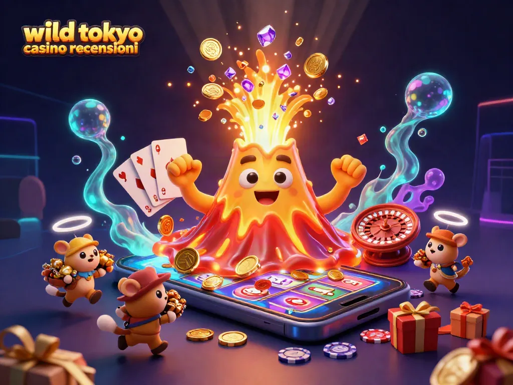Immerse yourself in wild tokyo casino recensioni with a vibrant, treasure-filled scene showcasing an erupting volcano and dynamic gaming elements.