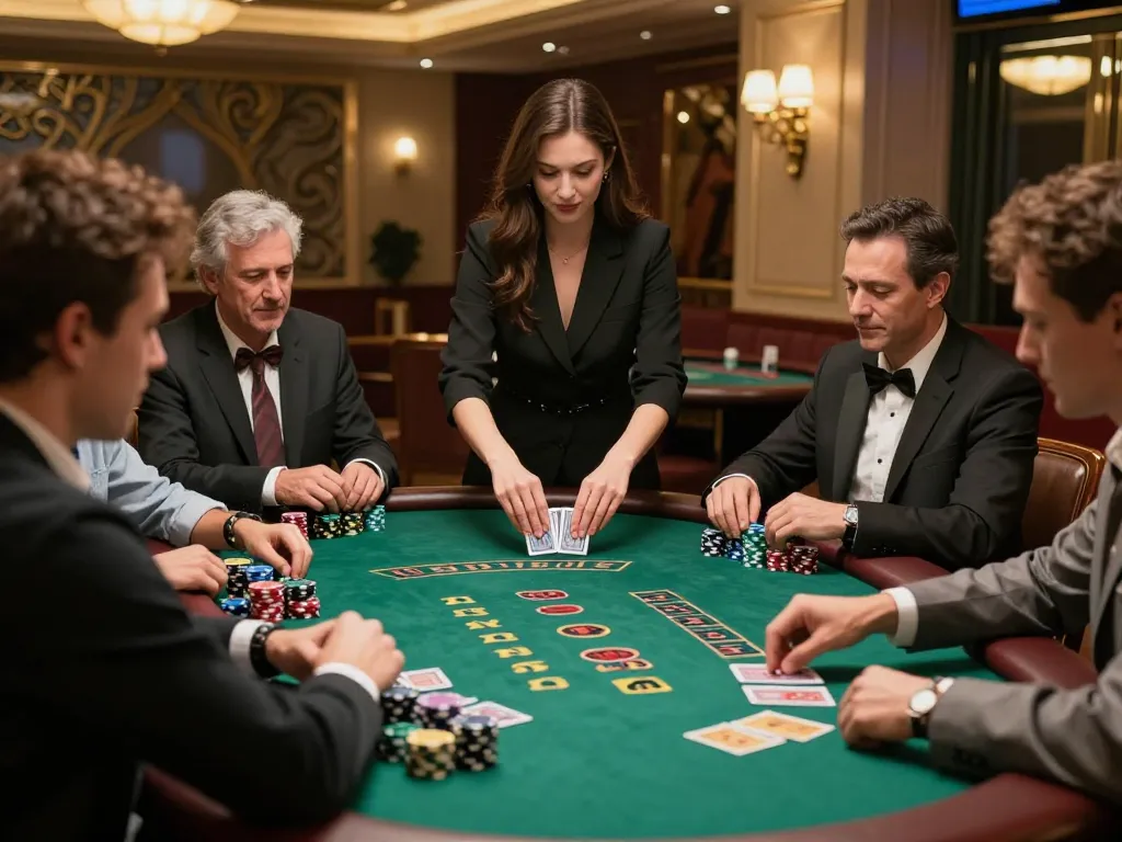 Engaged players at a blackjack table showcasing strategy at 98win.com casino