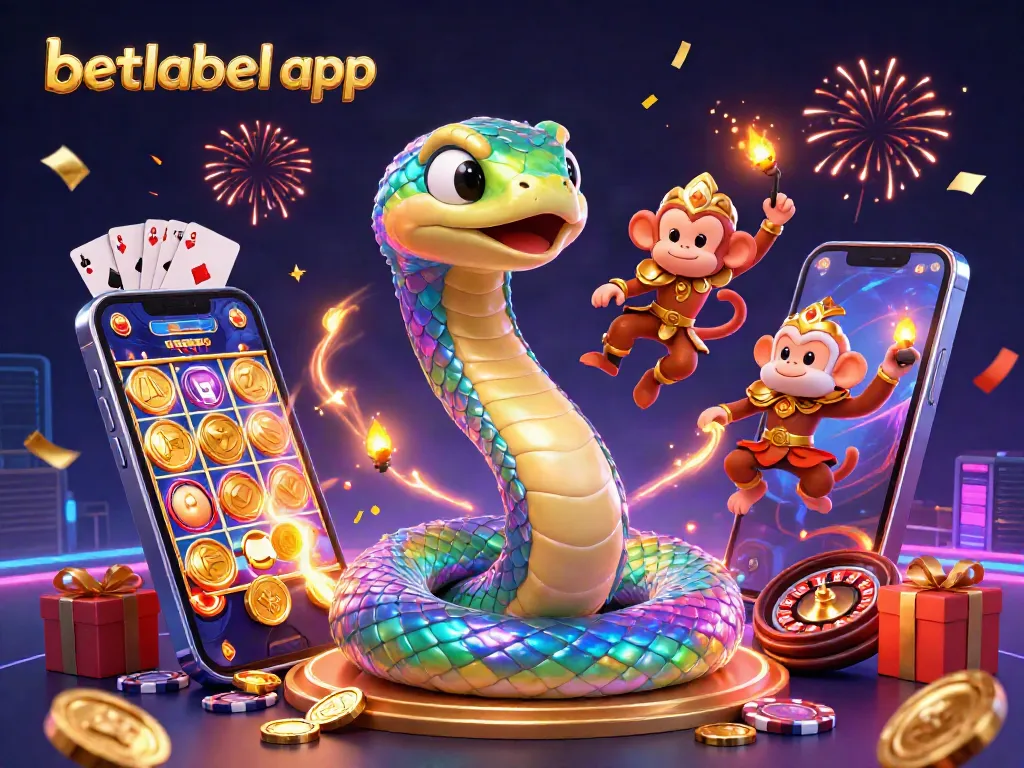 Experience the excitement with the betlabel app, featuring a vibrant 3D scene of colorful gaming elements.