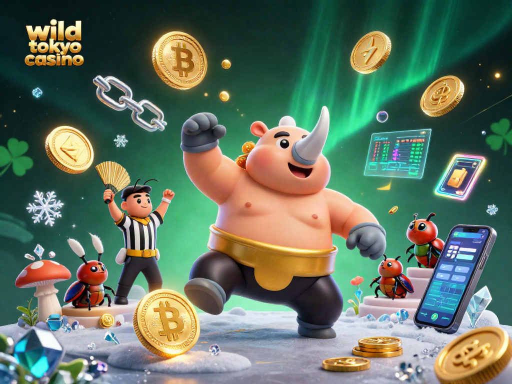 Experience the thrill of wild tokyo casino with our vibrant 3D scene showcasing playful characters amidst digital casino elements.